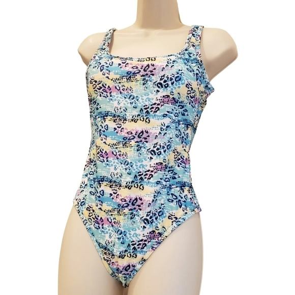 One Piece NWOT  Animal Print Low Cut Back One Piece Colorful Size Small - Picture 1 of 12